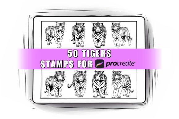50 Tigers Procreate Stamps Brushes: Your New Design Secret Weapon