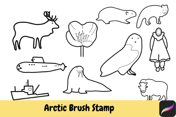 Arctic Brush Stamps Procreate IPAD: Hand-Drawn Design Assets
