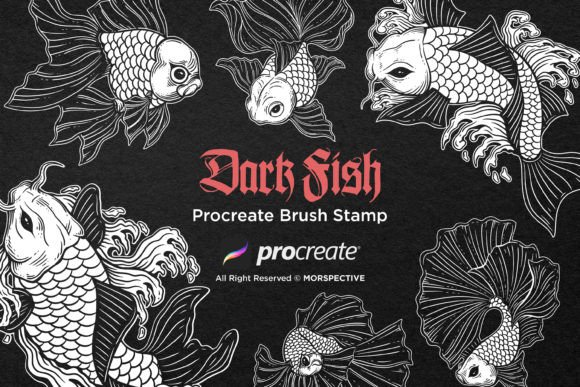Bring Aquatic Charm to Your Art with 15 Gold Fish, Koi, Betta Procreate Brush