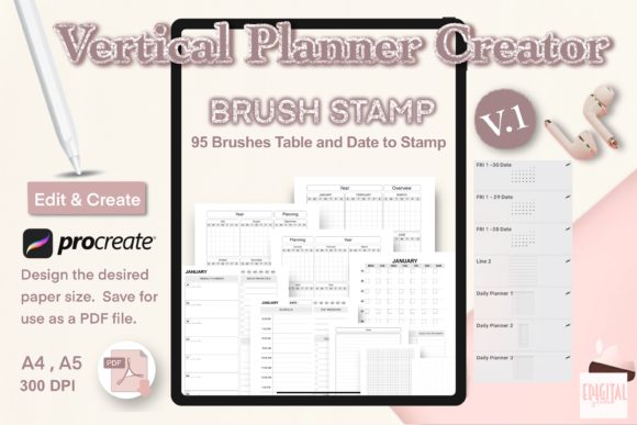 Build Your Dream Planner with Vertical Planner Creator Brush Stamp V.1