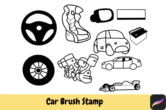 Car Brush Stamps Procreate IPAD: Hand-Drawn Automotive Design Assets