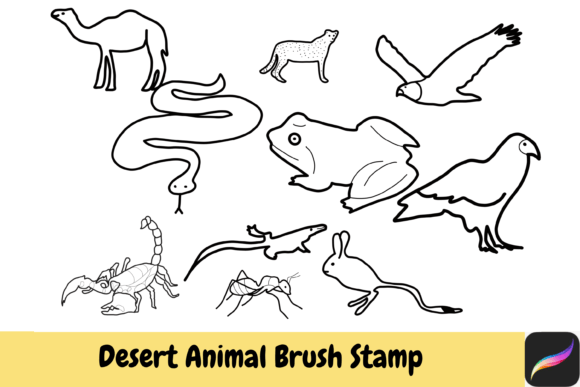 Desert Animal Brush Stamps Procreate: Instant Charm for iPad Projects