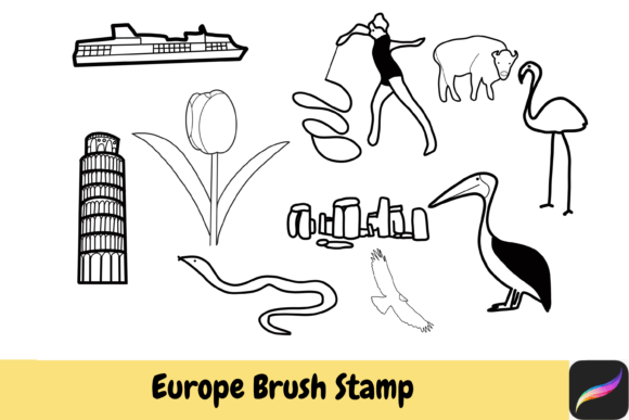 Europe Brush Stamps Procreate IPAD: Your Instant Design Toolkit