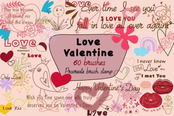 Love Valentine Procreate Brush Stamp: 60 Designs for Digital Projects