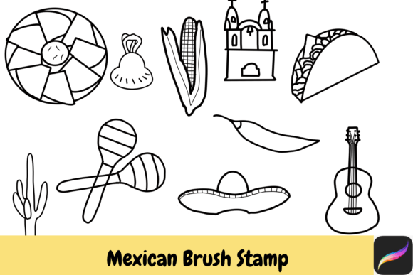 Mexican Procreate Brush Stamps: Instant Hand-Drawn Charm for iPad Art