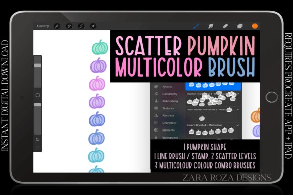 Pumpkin Multicolor Line & Scatter Brush: Autumnal Charm for Digital Artists