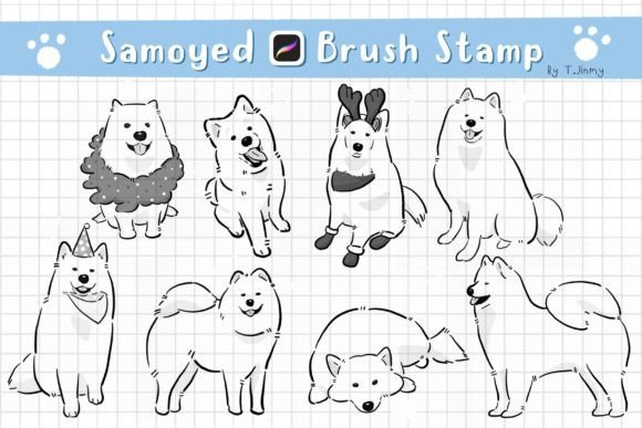 Samoyed Brush Stamp: Playful Procreate Stamps for Digital Art