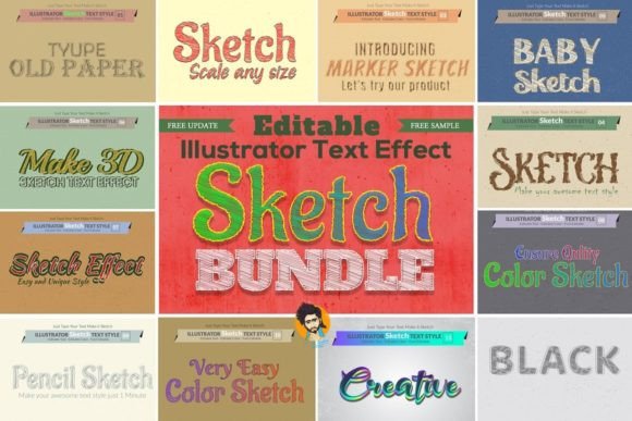Sketch Text Effect Illustrator: Instant Hand-Drawn Style