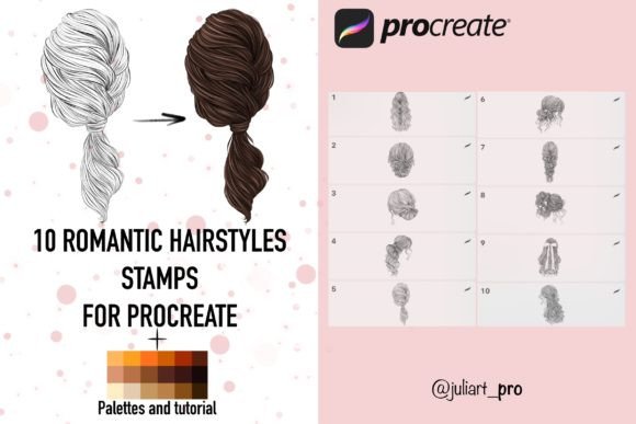 Speed Up Portrait Illustration with 10 Hairstyles Stamps for Procreate