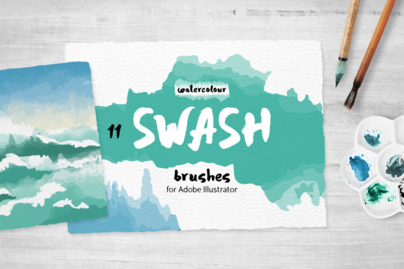Swash Brushes for Illustrator: Realistic Watercolor Vector Art