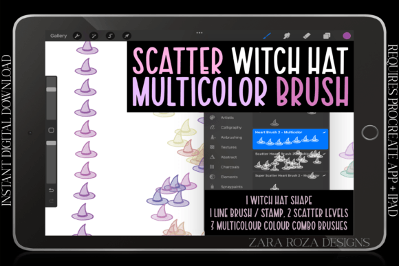 Witch Hat Rainbow Line & Scatter Brush: A Procreate Set for Every Aesthetic